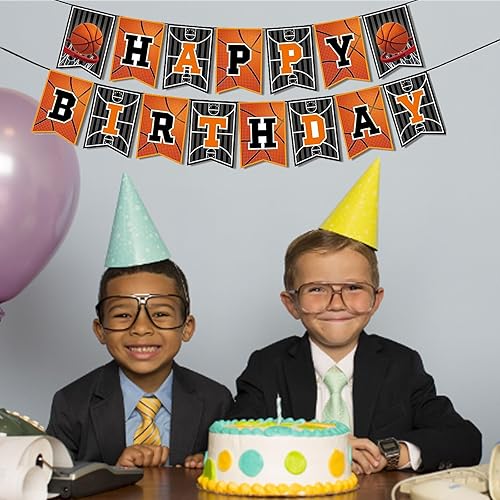 Miniatura 5 de GLASNES Banners de baloncesto de feliz cumpleaños para fiesta de cumpleaños de baloncesto, baby shower