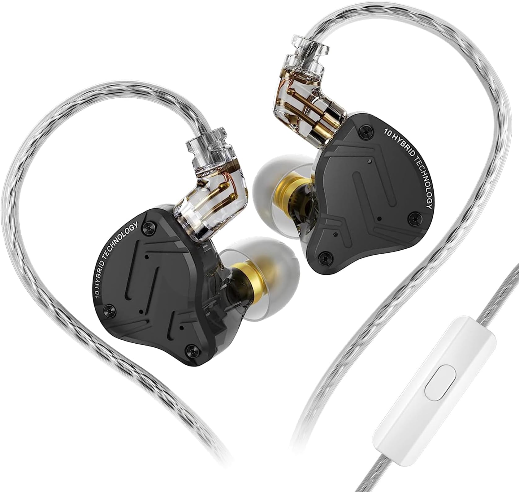 KZ ZS10 PRO X in Ear Monitor Earphone, 1DD 4BA Hybrid Driver Wired Earbuds, HiFi Headphones IEM with Alloy Faceplate Detachable 0.75mm 2PIN Cable for Audiophile Musician (Black, with Mic)