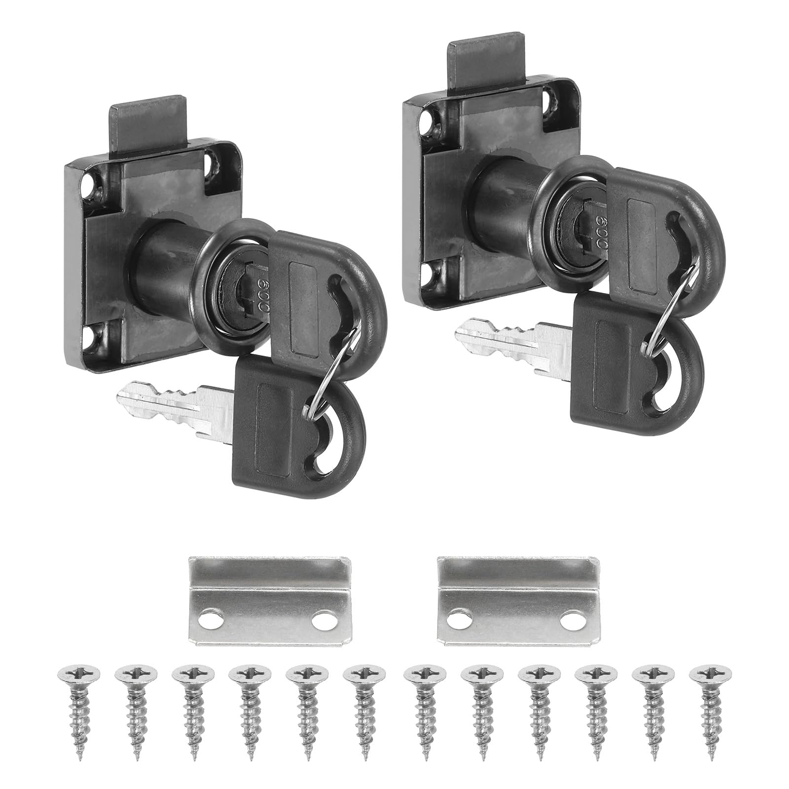 PATIKIL Cylinder Cabinet Cam Lock 7/8"(22mm) 2Pcs Keys Alike Alloy Steel Tool Box Lock, Secure Mailbox Locks with Keys for File Drawer RV Storage Locks Replacement Set, Black