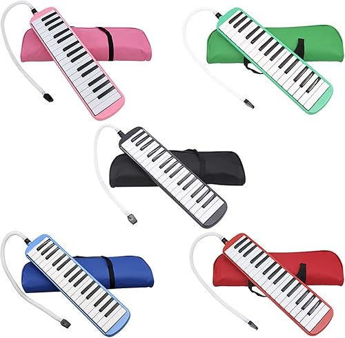 Vista 12 de Melodica - Pianica portátil de 32 teclas con bolsa de transporte, boquillas cortas y largas para principiantes, regalo para niños Rojo