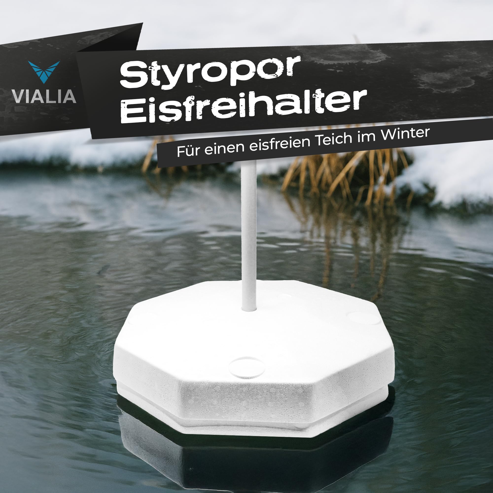 Eisfreihalter Gartenteich Ø 40 cm | Styropor Schwimmkörper mit Deckel & Lüftungsrohr | Winterschutz für Fische & Pflanzen | Verhindert Zufrieren & sichert Gasaustausch | Frostfest