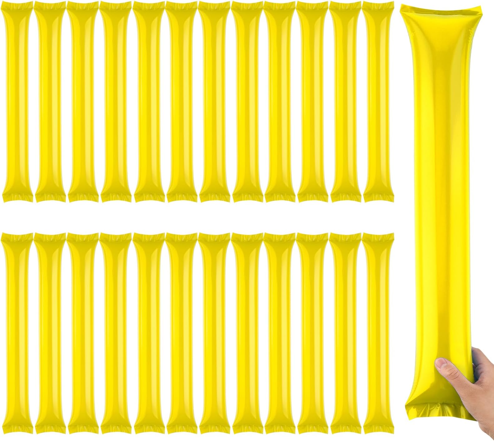 Aster 24 Pieces Thunder Sticks, Thicken Cheering Boom Sticks, Team Spirit Sticks, Inflatable Plastic Boom Noise Makers for Sporting Events Dance, Yellow