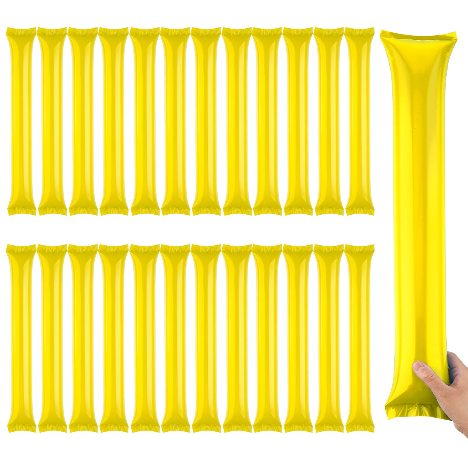 Aster 24 Pieces Thunder Sticks, Thicken Cheering Boom Sticks, Team Spirit Sticks, Inflatable Plastic Boom Noise Makers for Sporting Events Dance, Yellow