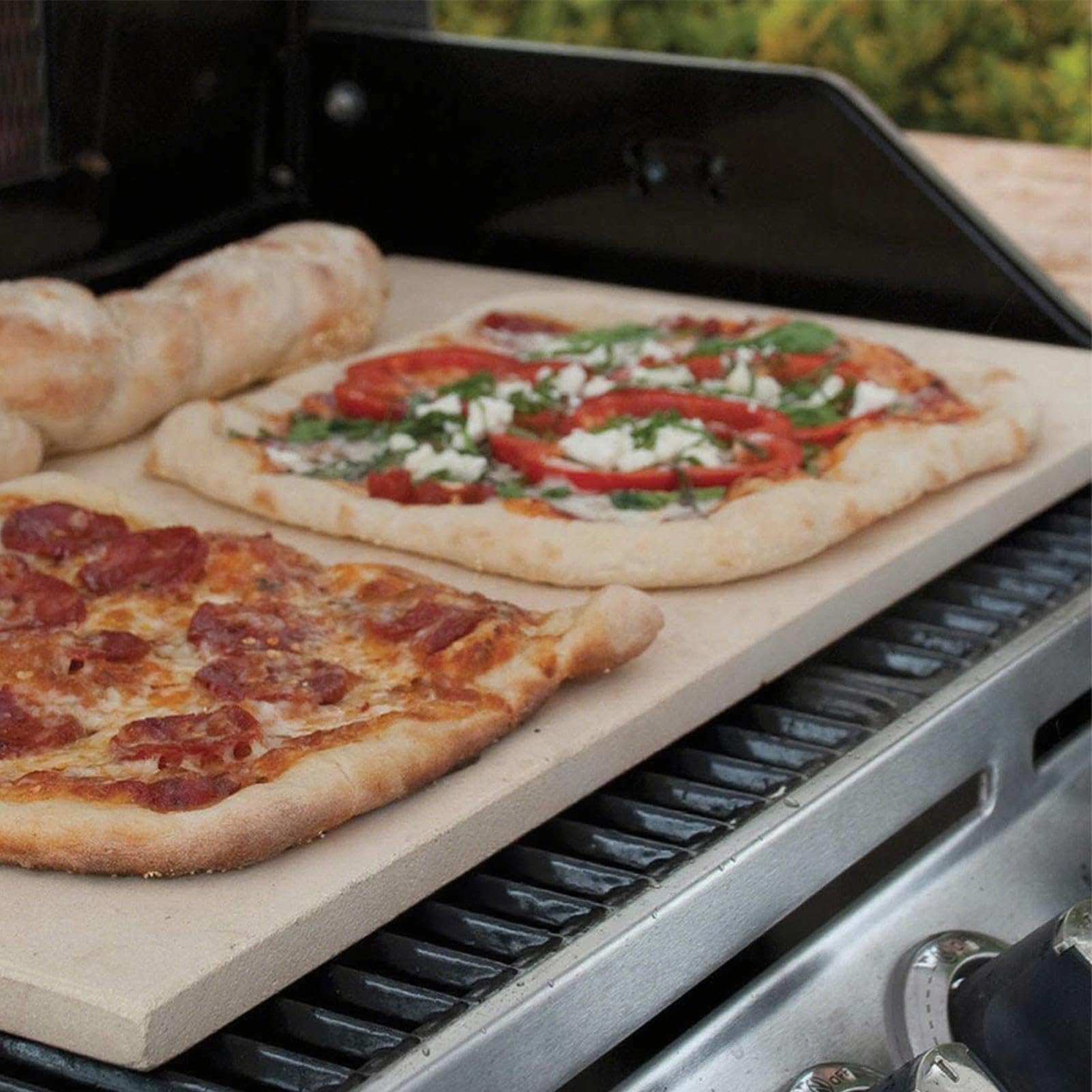 Pizzastein für Backofen - Rechteckiges Backblech | Pizzastein aus Keramik zum Kochen | Langlebiges hitzebeständiges Grillbrett zum Backen von Brot drinnen draußen Restaurant Grill und Camping
