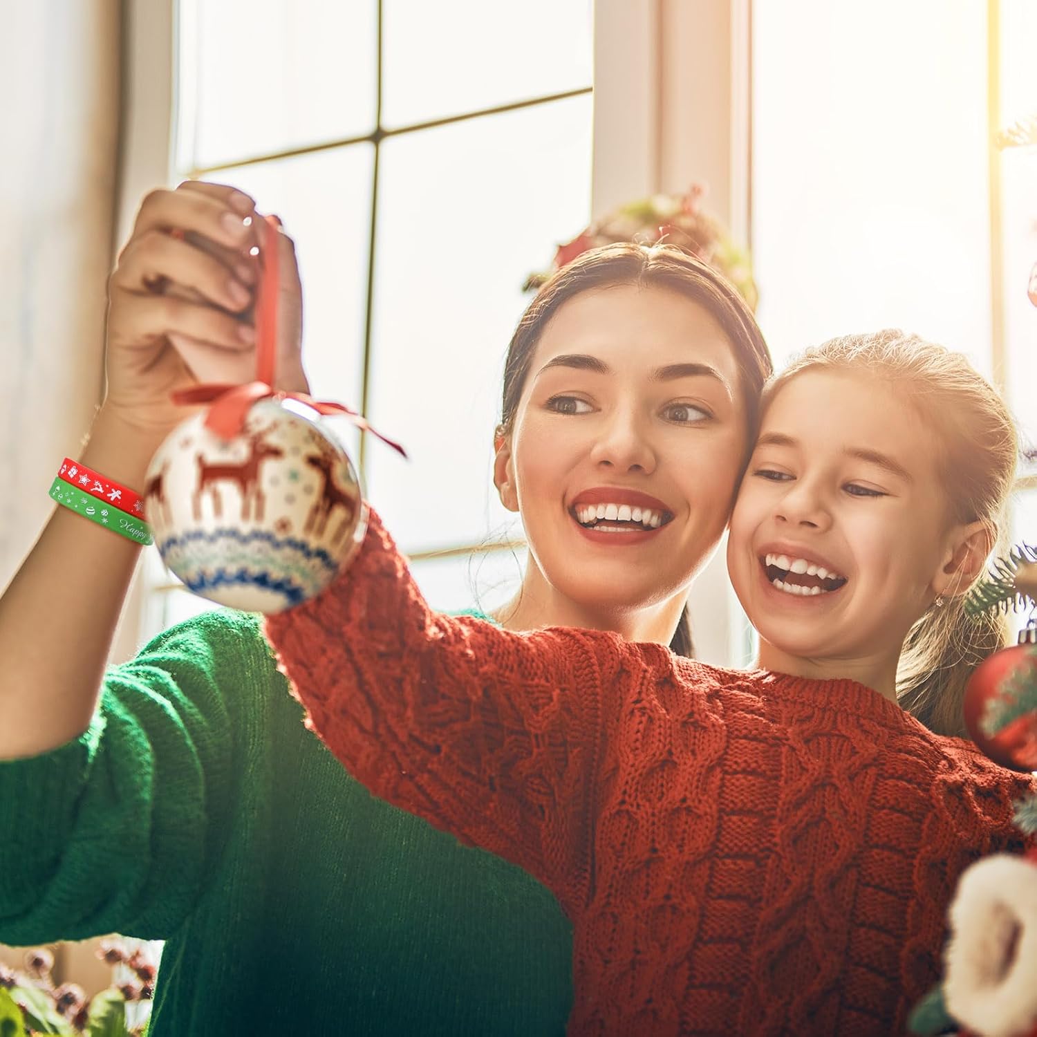 Capoda 200 Pcs Christmas Silicone Bracelets Bulk Christmas Wristband Xmas Rubber Band Holiday Wristbands Accessories Gift for Christmas Stocking Stuffers Christmas Supplies