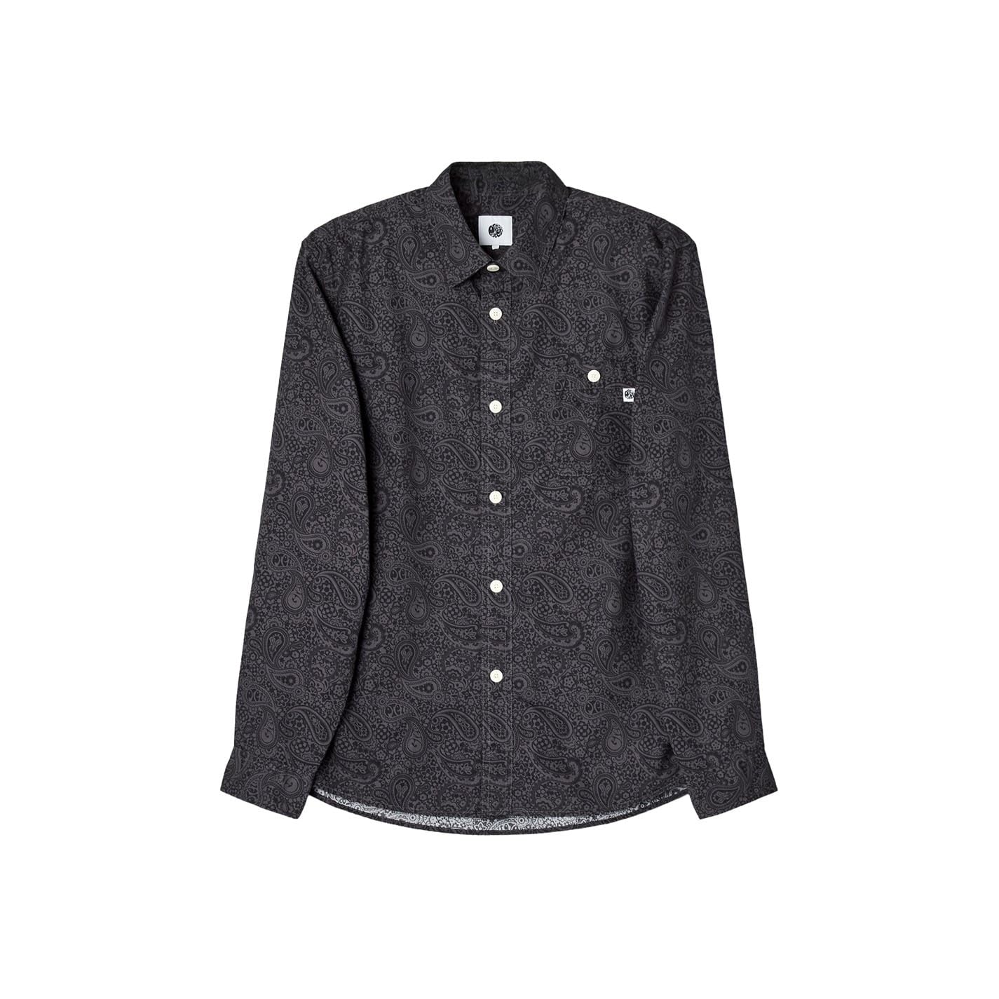Pretty Green Men's Tonal Paisley Long-Sleeve Patterned Shirt - Black - X Large