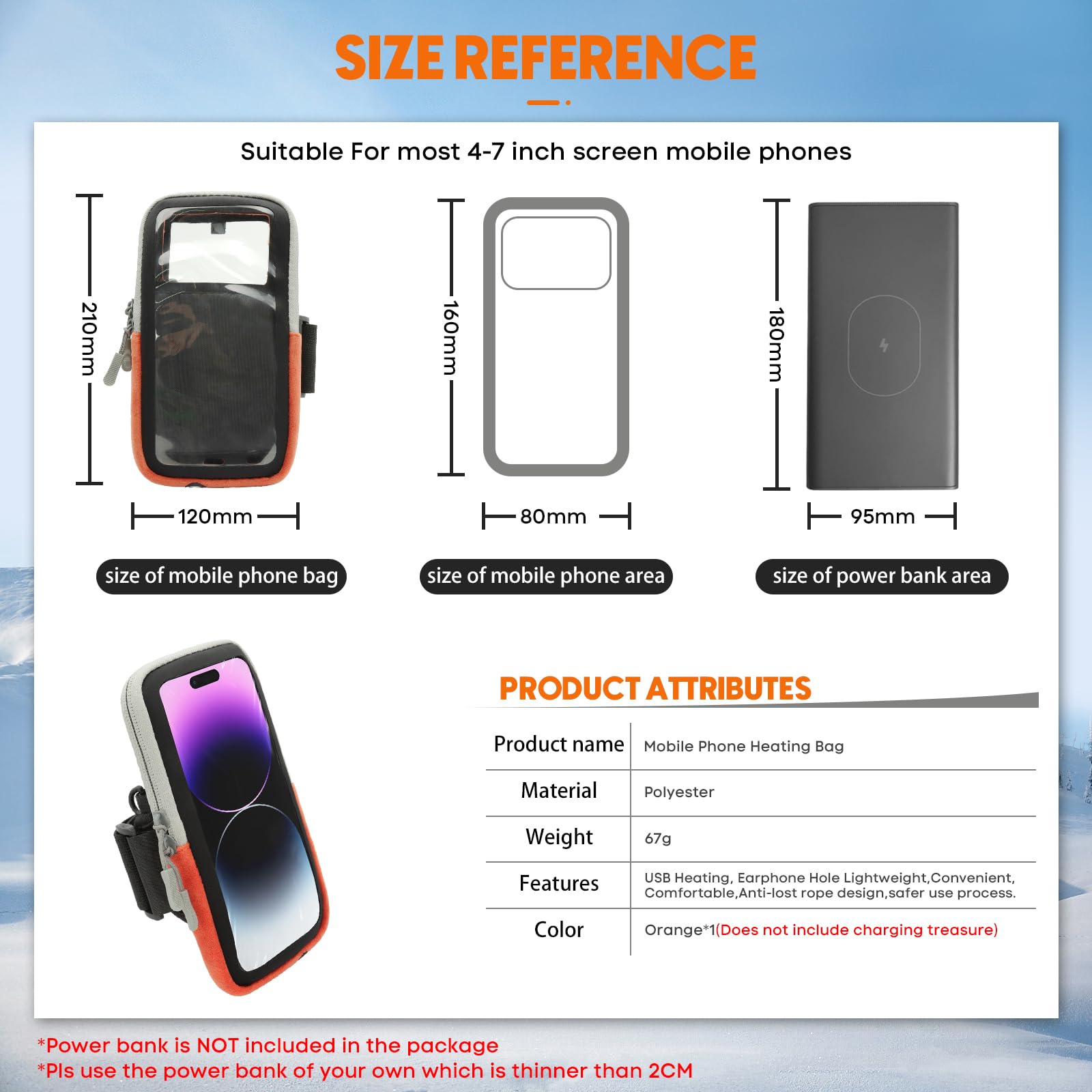SenMore Funda térmica para teléfonos Inteligentes, prolonga la Vida útil de la batería, Ahorra energía, cálida Funda para teléfono Compatible con iPhone, Huawei, Samsung, Xiaomi, etc