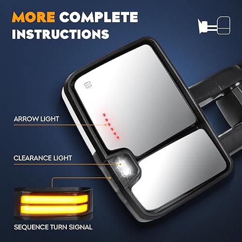 Miniatura 3 de Espejos de remolque 2003 2004 2005 2006 para Cadillac Escalade Chevy Avalanche Silverado GMC Sierra Yukon 1500 2500 HD 3500, Classic 2007 Potencia