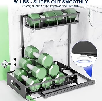 Under Sink Organizer, Height adjustable Under Sink Storage, Pull Out Cabinet Storage Shelves, Slide Out Drawer for Kitchen Bathroom Pantry USO002