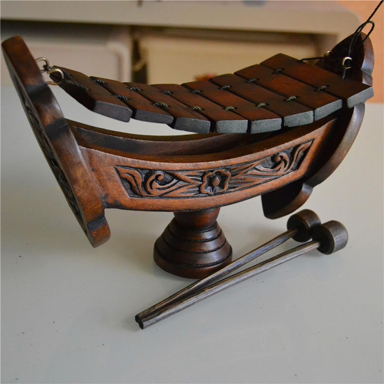 Xilófono de Para madera de teca natural, decoración del hogar para porche, sala de estudio, oficina, 27 cm
