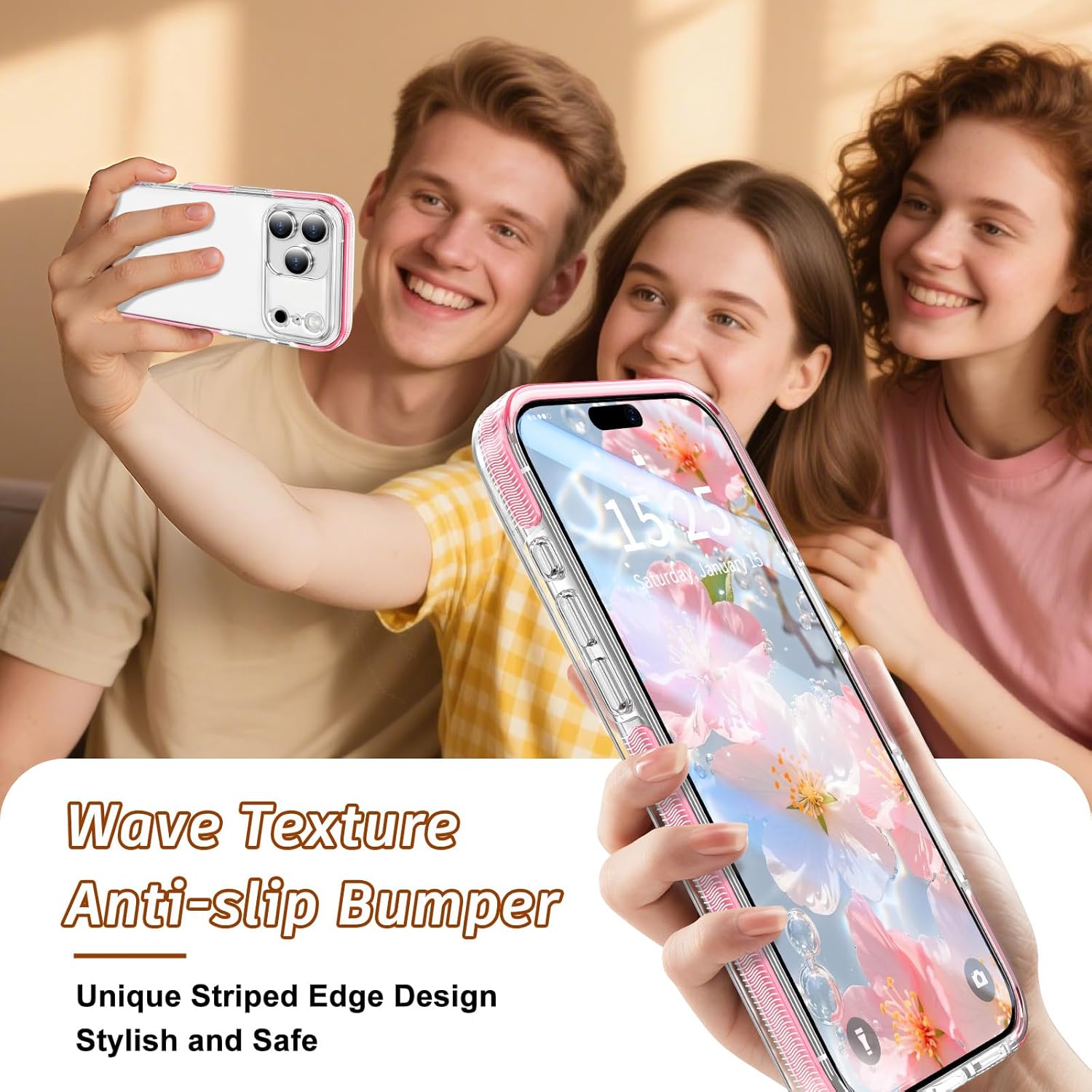 MILPROX for iPhone 17 Pro Max Clear Case 6.9 inch - Transparent Crystal Thin Slim Simple Design for Women Men Girls, Anti-Yellowing Anti-Slip Protective Shockproof Bumper Girly Phone Cover - Pink - Image 4