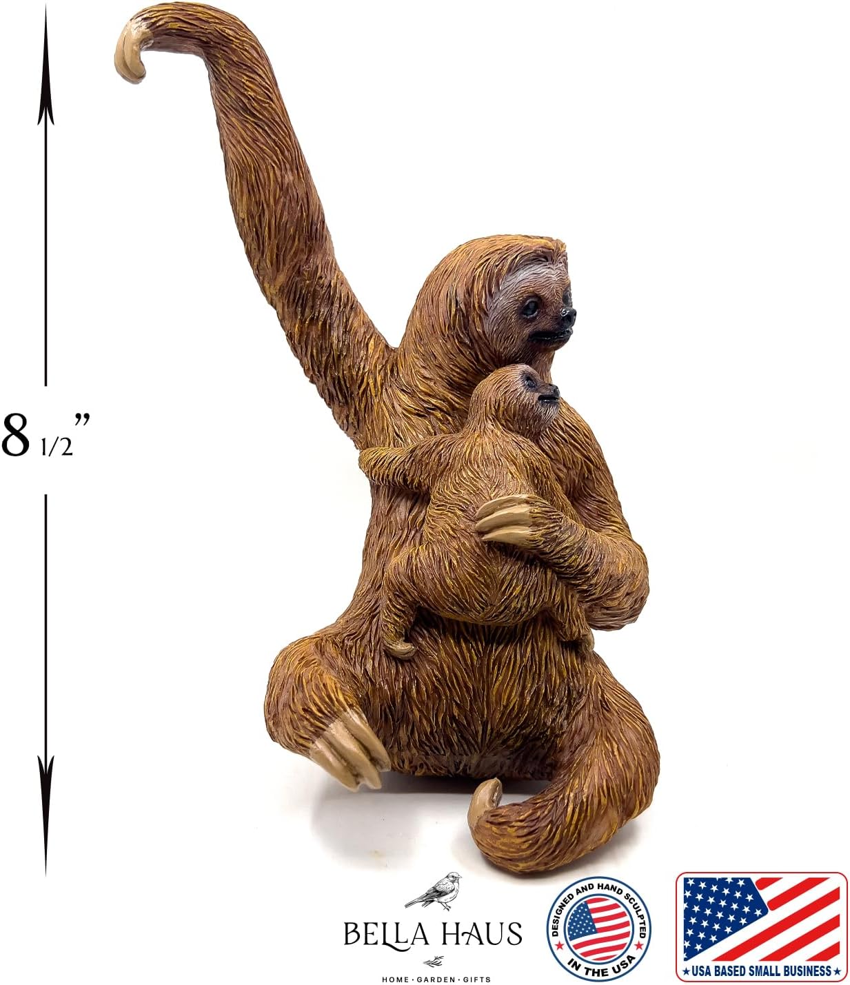 Mother & Baby Sloth Fence Hanger – Outdoor Hanging Sloth Statue for Garden, Patio, Porch, or Fence – Whimsical Hand-Painted Sloth Decor – Durable Resin Indoor & Outdoor Figurine