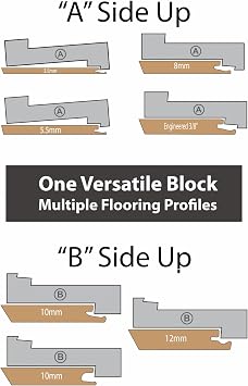 CalFlor TB72225AZ VersaBlock Tapping Block Multi-Profile Edge for 3.512 mm Floors, Integrated Pencil Holes