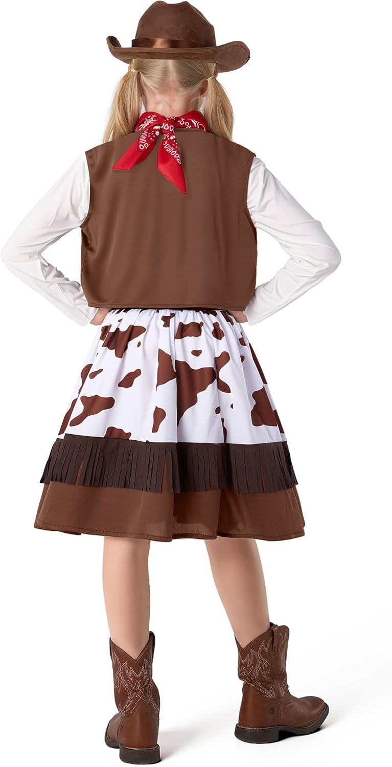 Spooktacular Creations Halloween Cowgirl Costume for Girls, Kids Western Costume, Cowgirl Outfit with Hat for Toddler Cosplay