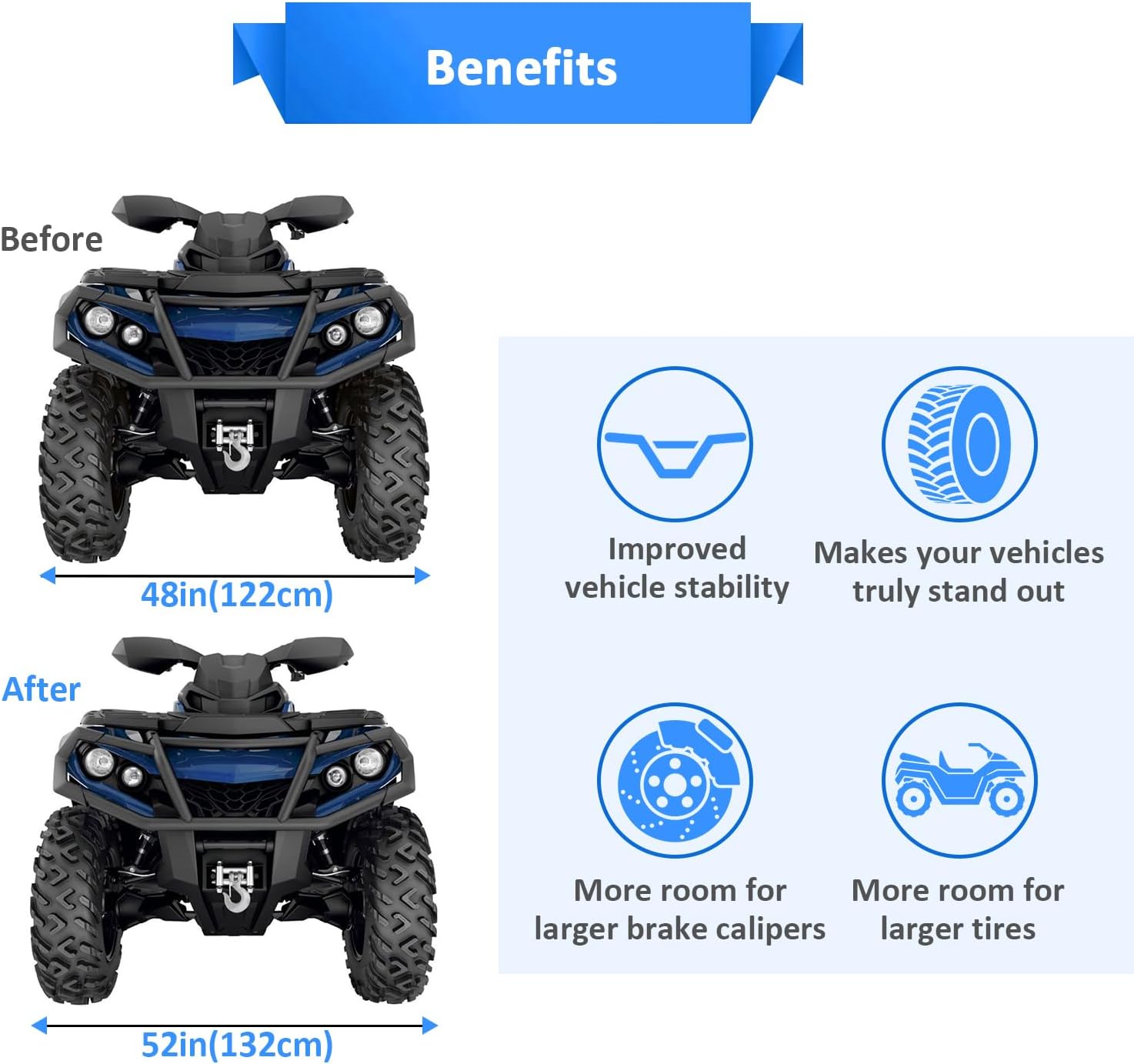 Wsays 4PCS 2Inch Wheel Spacers Compatible with Can-Am Commander Outlander Renegade Defender HD5/8/10 Maverick 1000 Sport Trail with 4 * 137mm Bolt Pattern M10x1.25 Studs 110mm Center Bore