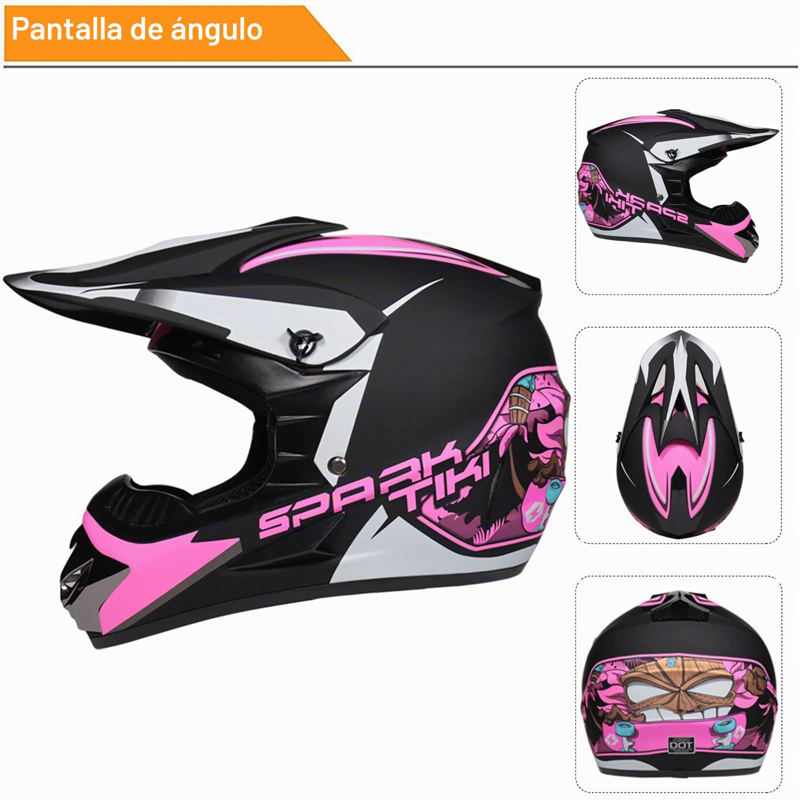 Casco de Motocross para Niños, Casco de Descenso, Casco Integral Adulto Con Gafas Máscara Guantes Red de Casco, Homologado ECE/DOT Casco de Moto Cross para BMX MTB Quad Bike Enduro ATV