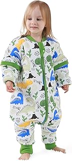 Baby Schlafsack Langarm mit füßen 3,5 tog Winter, Kinder winterschlafsack mit Beinen,Dinosaurierwelt babyhöhe 85-95cm