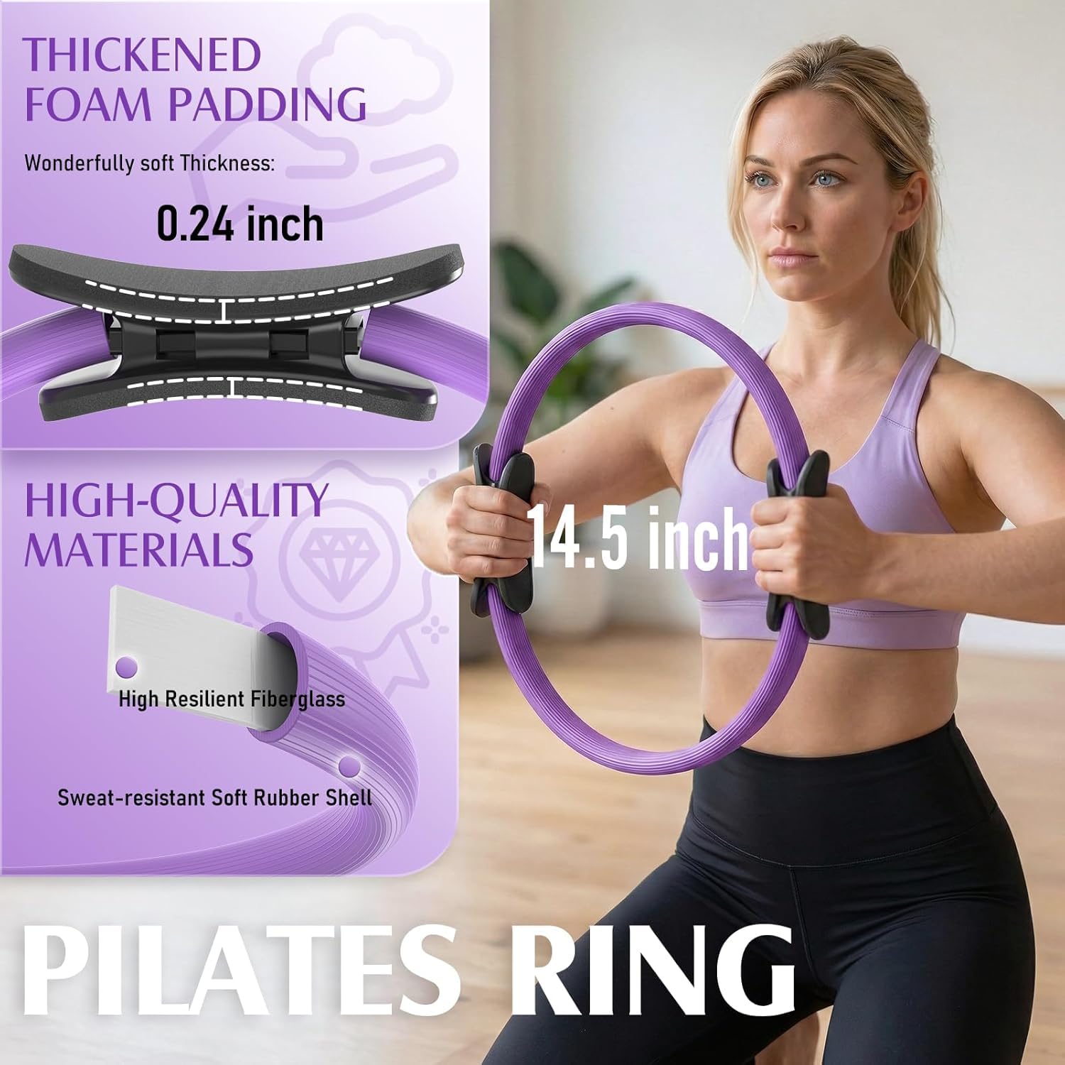 Pierścień do pilatesu dla kobiet, 36,8 cm, domowy magiczny trening, pilates Essentials zestaw startowy dla początkujących, kształt tonizujący, całe ciało