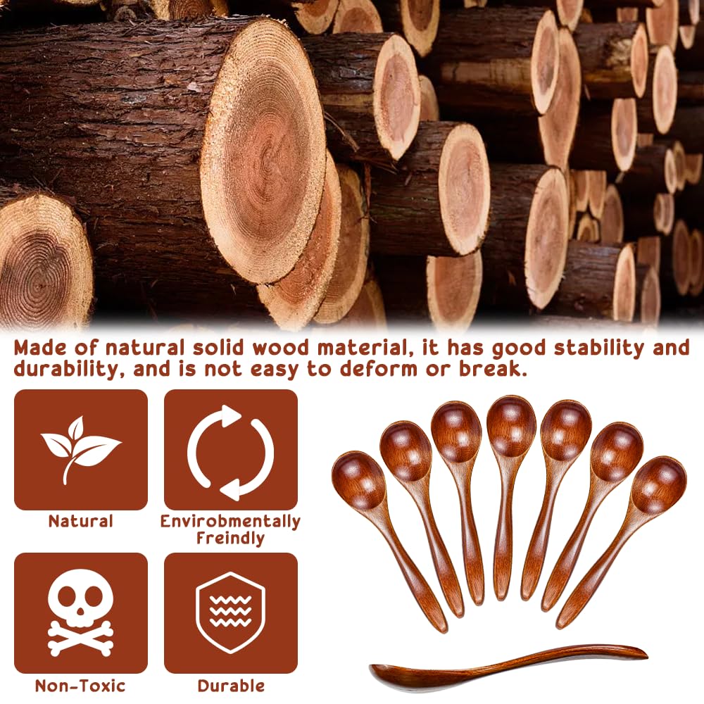 Set Di 8 Cucchiai In Legno Naturale Per Zuppa, Minestra E Ramen - Stile Giapponese Per Miele, Caffè E Dessert - Foto 11