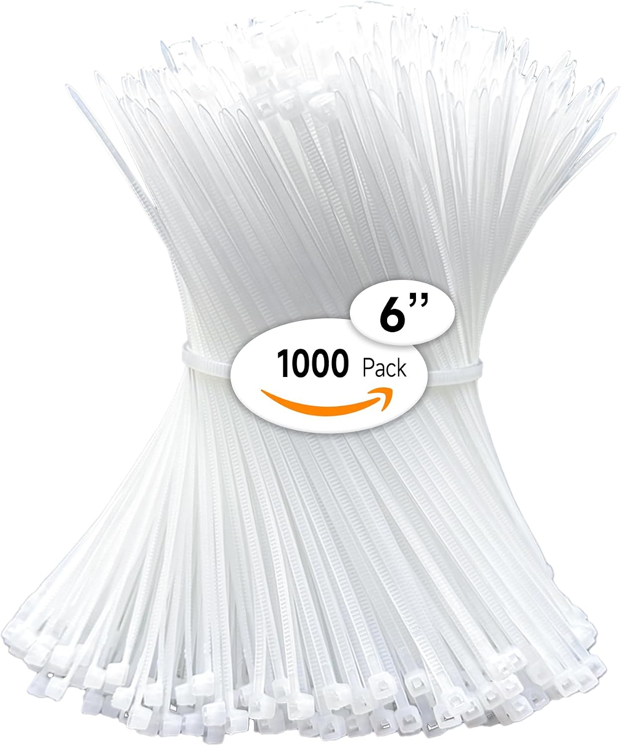 Cable Ties, 1000 PCS Electrical Cable Ties, 6 Inch Self-Locking Nylon Cable Zip Ties, Heavy Duty Cable Management Ties for Home Office (1000, White)