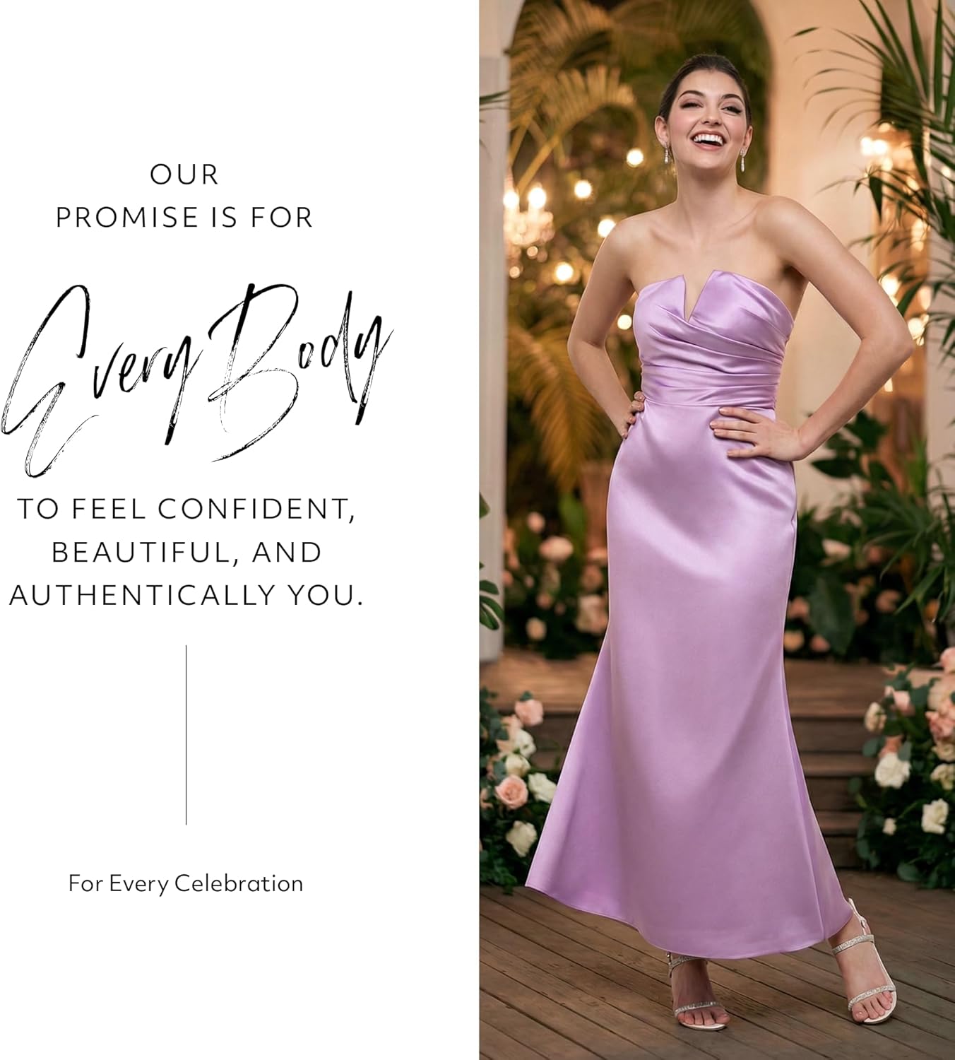 David's Bridal The Edit Studio Strapless Satin Notch Neckline Sheath Dress in Bouquet, Elegant Cocktail Dress for Weddings - Image 7