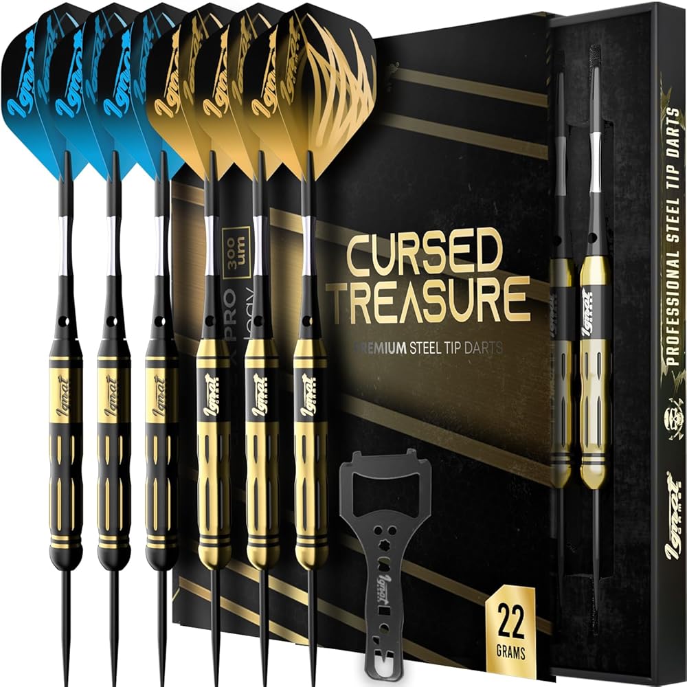 IgnatGames Premium Steel Tip Darts - 3/6/12 Pack Brass Barrels with Aluminum Shafts, 16 GlideXPro Flight Set, Tool Kit & Giftable Case