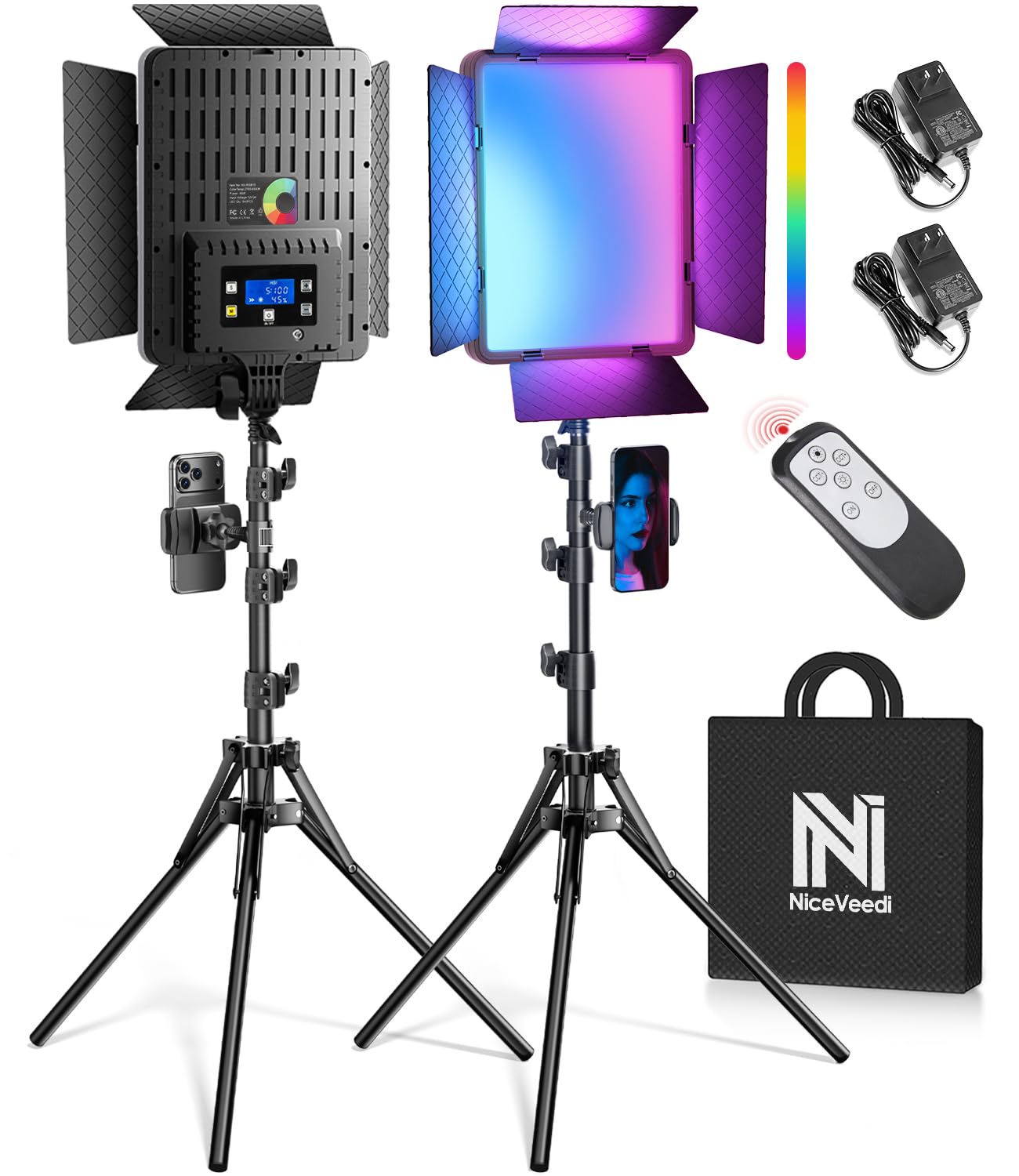 Amazon.com : NiceVeedi 2-Pack RGB Photography Lighting with 20