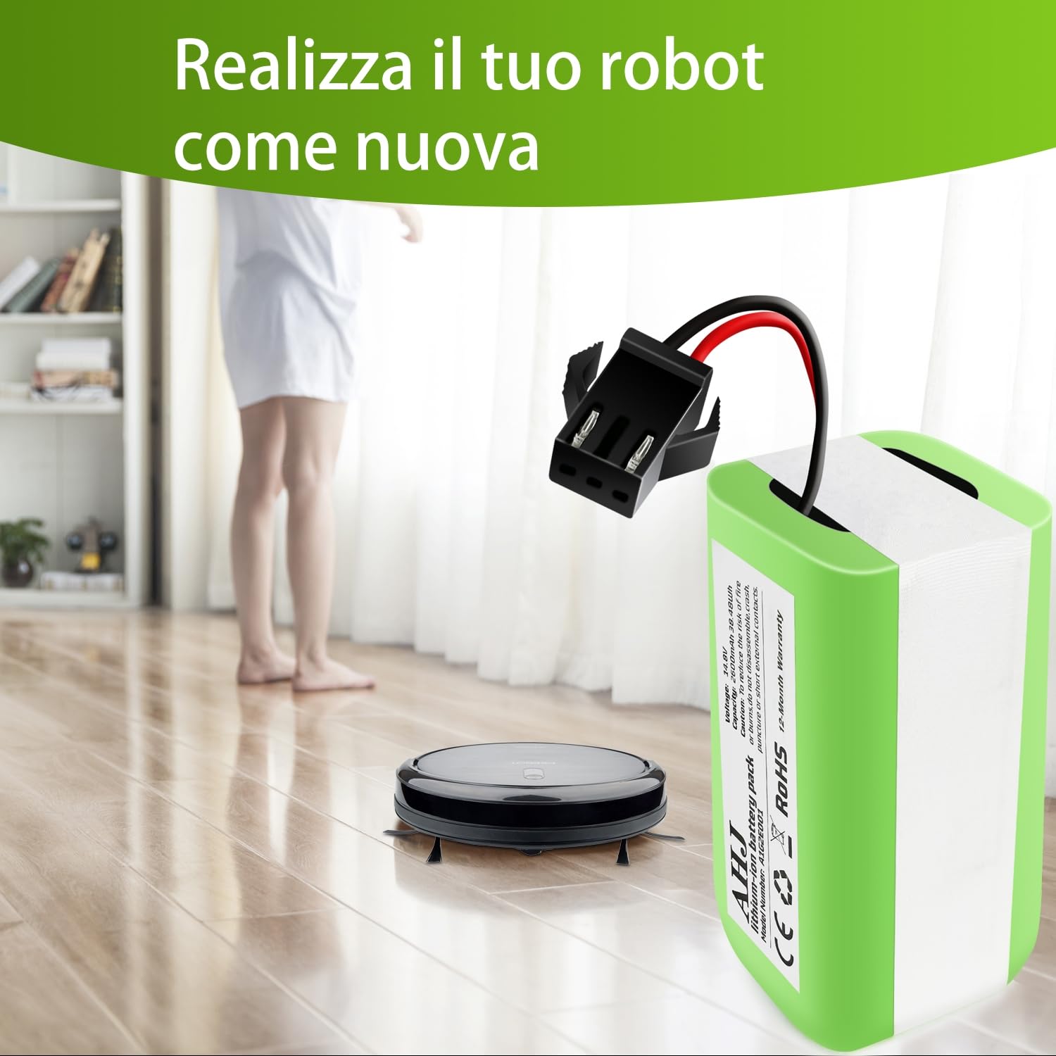 14.4V 2600mAh Li-ion Batteria di Ricambio per Proscenic 850T/850P, per Lefant T700/M520, per IKOHS Netbot S14 S15, per Deebot N79S N79, per Eufy RoboVac 11 11S, per Bagotte BG600/BG700