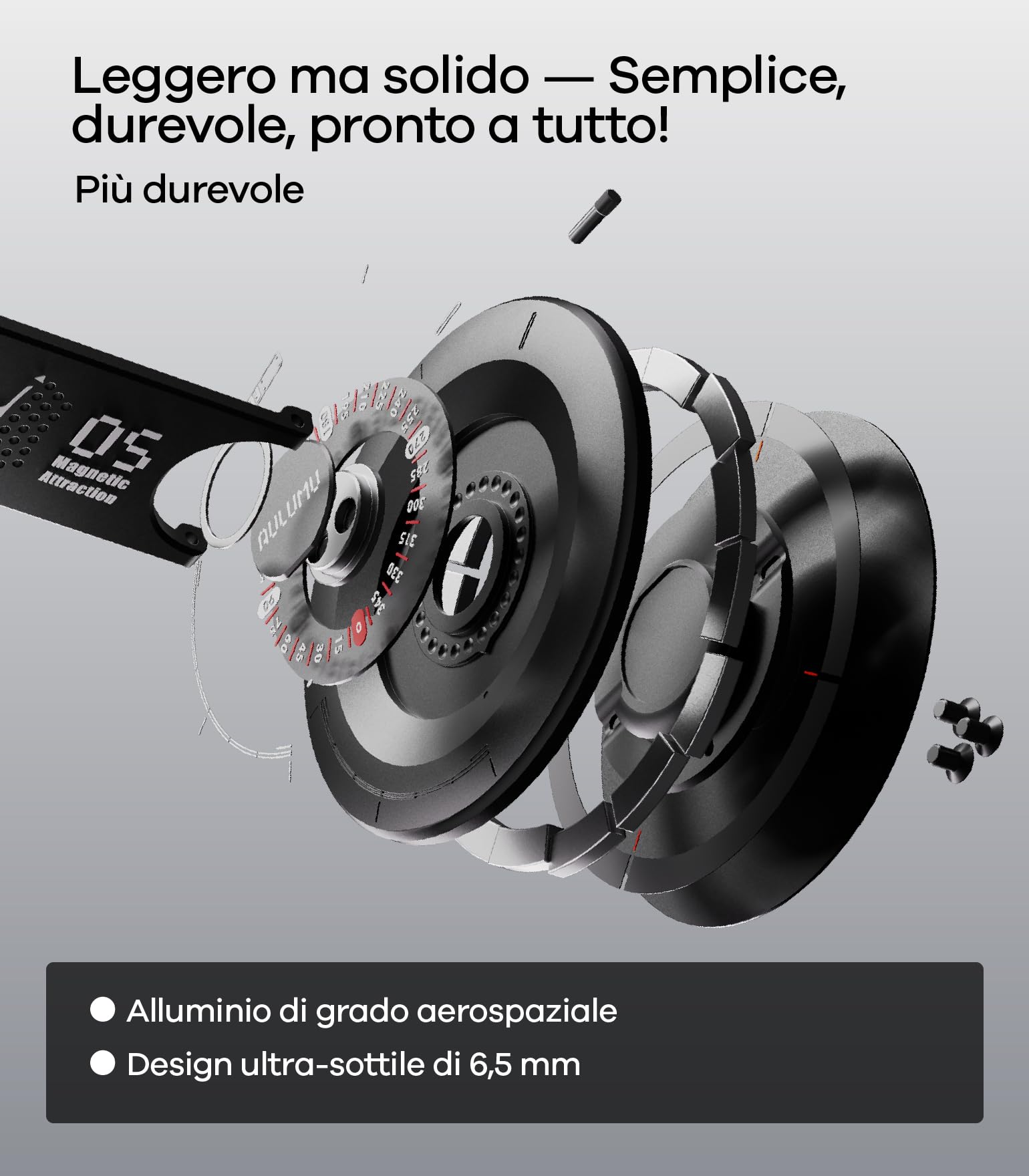 Aulumu G05 Air Supporto Anello Cellulare per MagSafe con Apri-Scatole, 360° Rotazione Supporto Magnetico, Lega di Alluminio Ultra Leggera & Sottile Accessori MagSafe per iPhone 17 16 15 Pro Max, Nero