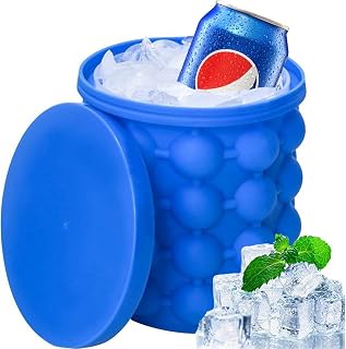 Retoo Ice Cube Mould Silicone Ice Cube Container with Lid Cup BPA-Free Mug with Ice Cream for Drinks, Chilled Whiskey, Wine, Cocktail, Dishwasher Safe, Easy to Loosen