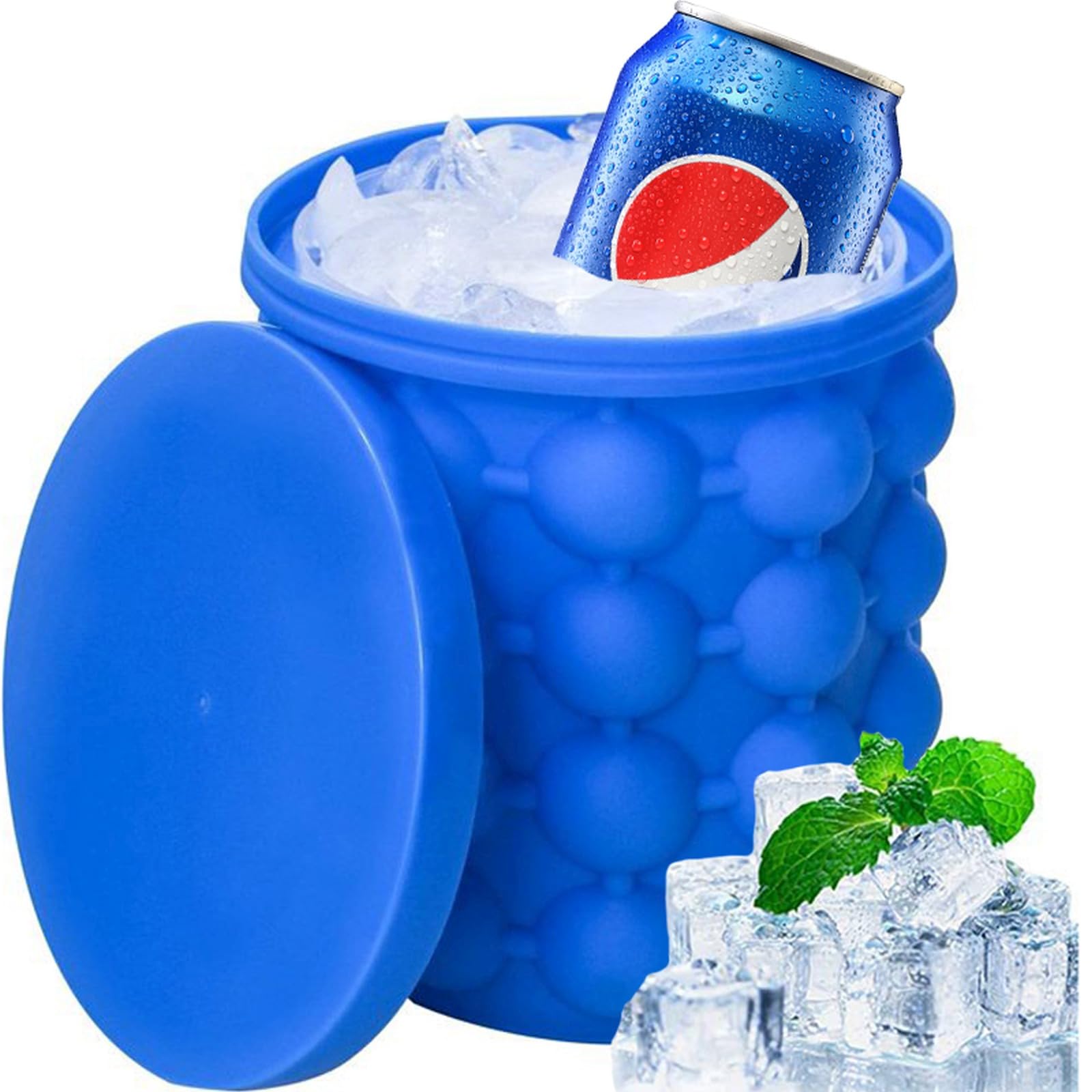 Retoo Foremka na kostki lodu, silikonowe pojemniki na kostki lodu z pokrywką w kształcie filiżanki, nie zawiera BPA, kubek z lodem do napojów, schłodzonej whisky, wina, koktajli, nadaje się do mycia
