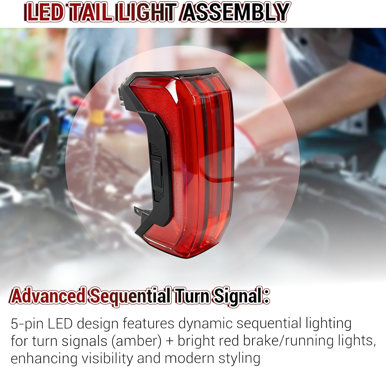 LED Tail Light Assembly Compatible with Toyota Tundra 2022-2026 Left Side | Driver Side Rear Tail Lamp with Tailgate Switch, Sequential Turn Signal, 5-Pin Plug, Replacement for 81560-0C200 815600C200