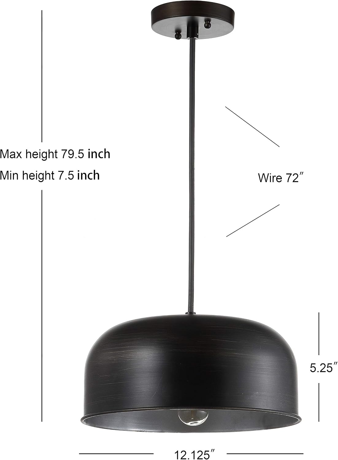 SAFAVIEH PND4039A Lighting Avner Adjustable Painted Grey (LED Bulb Included) Pendant