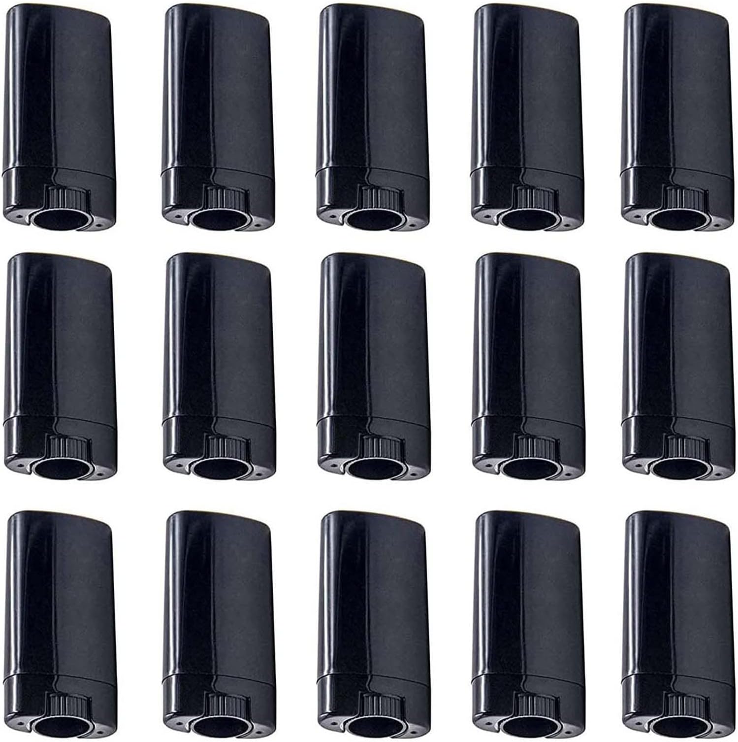 20 Pack 15ml Empty Deodorant Containers Oval Lip Balm Tubes 0.5 oz Plastic Deodorant Tubes Refillable Oval Twist-Up Tubes BPA-Free for DIY Homemade Crayon Chapstick Lotion Sticks Vials(Black)