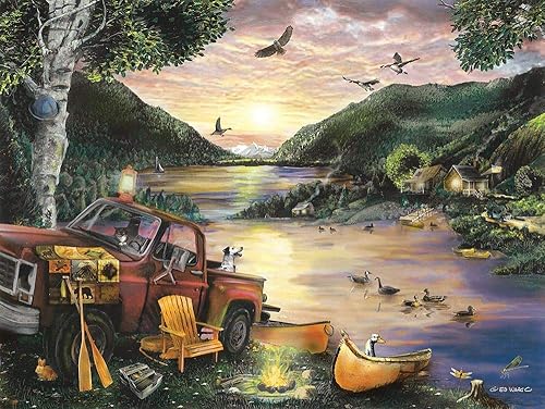 Lakefront Camping I by Ed Wargo - 16x12 Art Print Poster