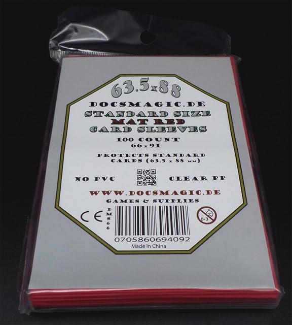 Foto 3 de 6 de docsmagic.de 5 x 100 Mat Red Card Sleeves Standard Size 66 x 91 - Pochettes Rouge - PKM - MTG