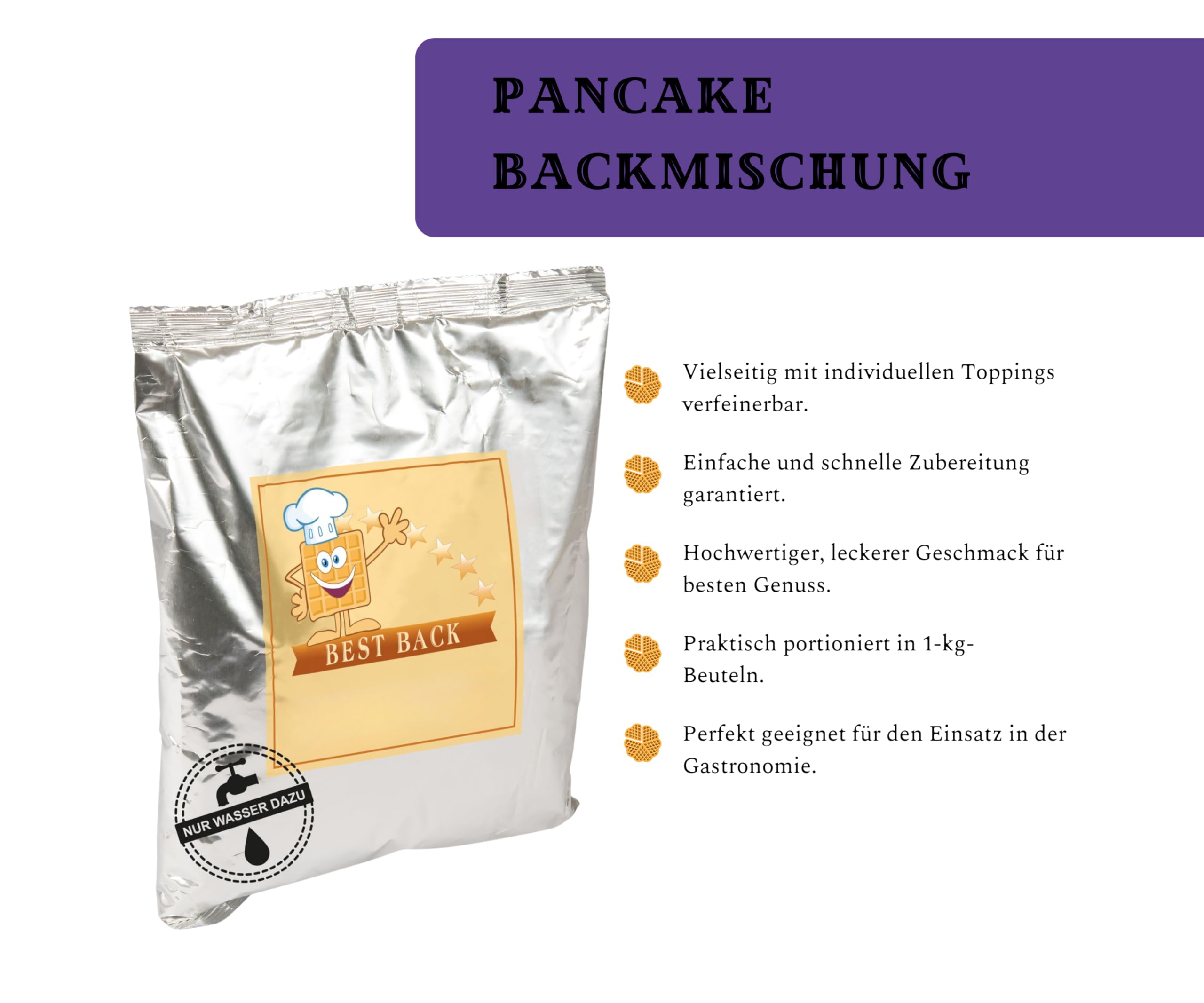 BEST BACK Pancake-Mix Backmischung 5 kg, 5er Pack (1 kg)