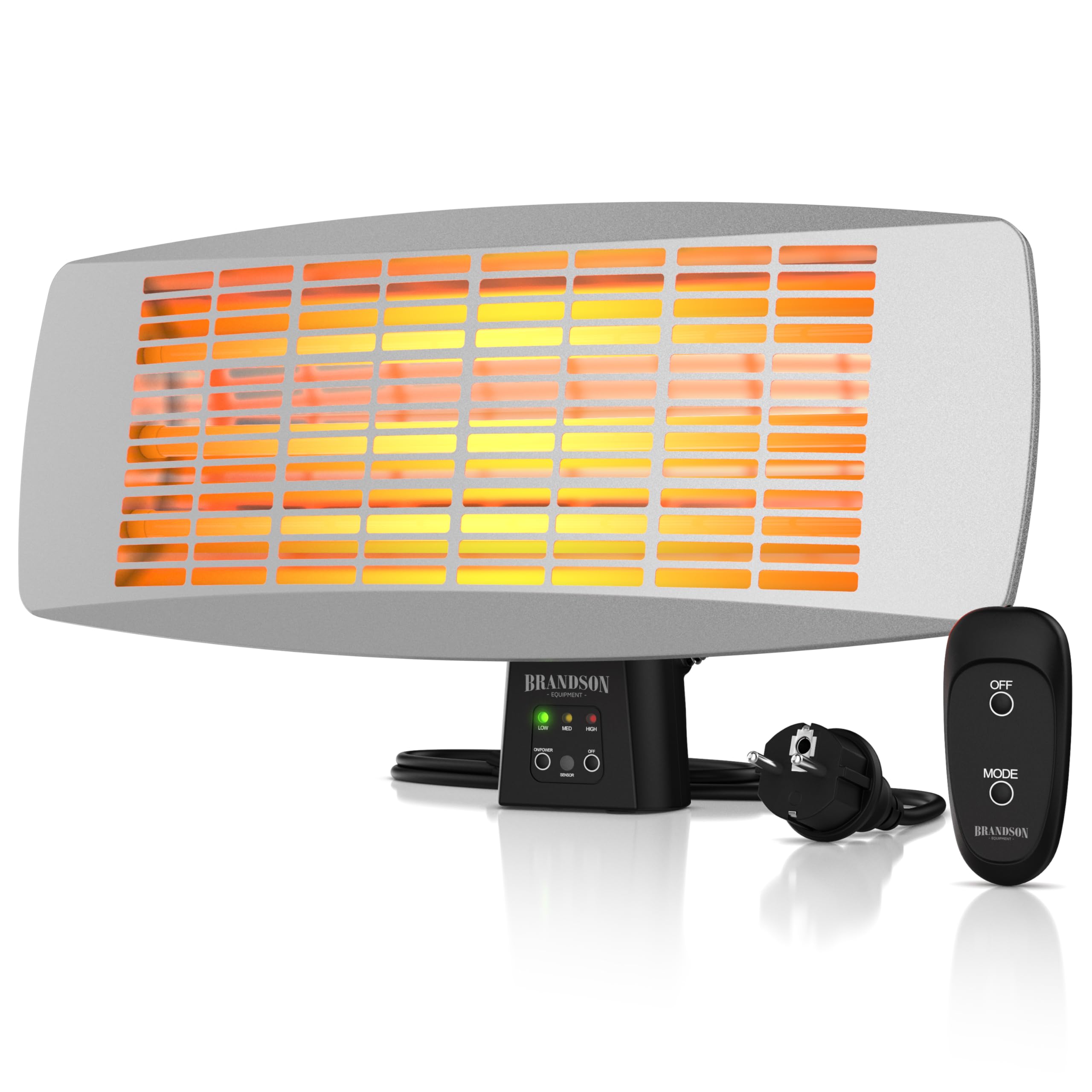 Brandson - Infrarot Wickeltischstrahler - Wickeltisch Heizstrahler Baby mit Fernbedienung - 1800 Watt - 3 Leistungsstufen Heizelemente - LED Power-Indikator – inkl. Wandhalterung – schwenkbar