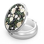 Pill Box 3 Compartment Small Pill Case,Portable for Pocket or Purse Pill Organizer Pill Container Holder to Hold Vitamins, Medication, Fish Oil and Supplements(Elegant Flowers)