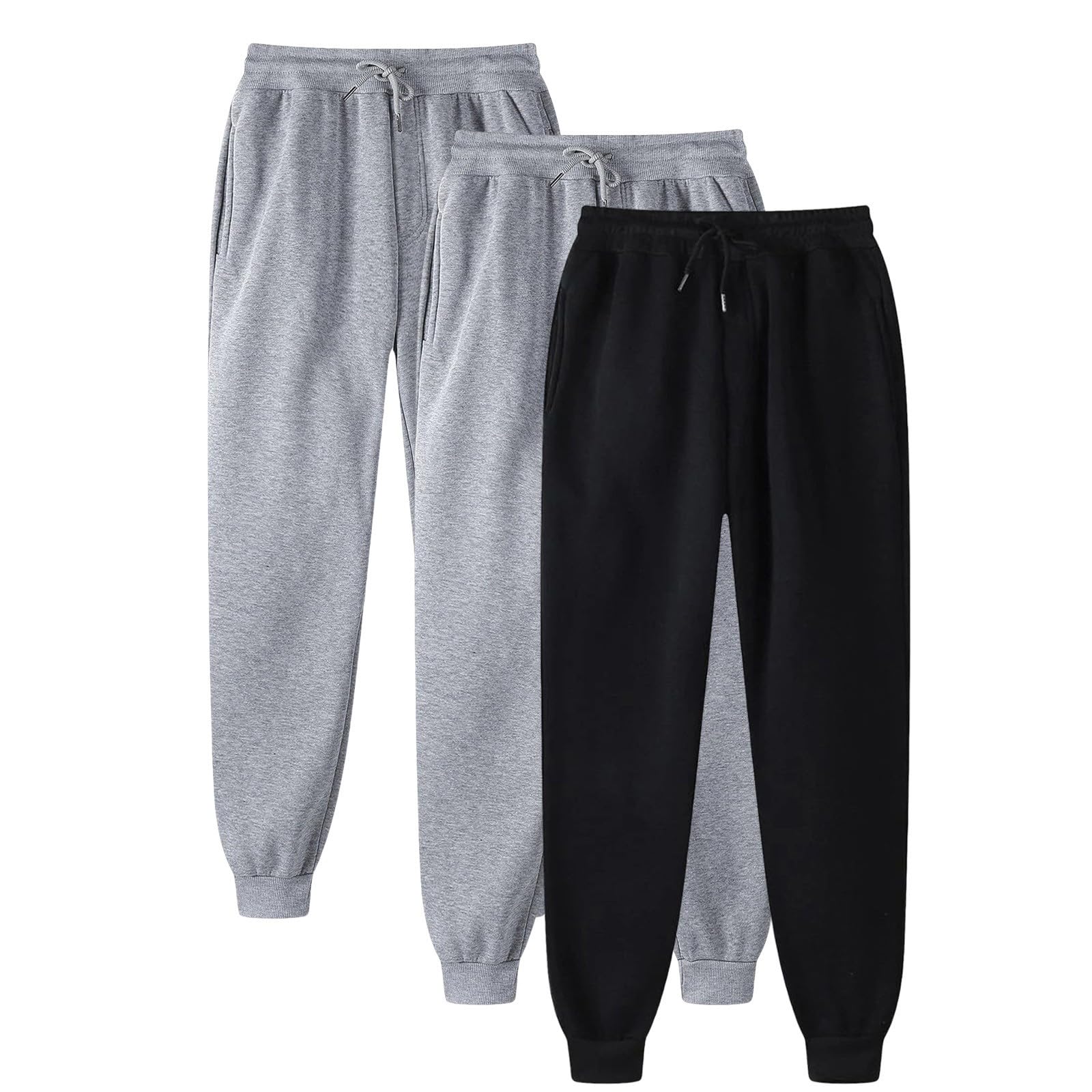 Generisch Pantalones de chándal holgados para hombre, 3 unidades, cómodos, elásticos, ajustados, ajuste atlético, transpirables, pantalones deportivos para correr, pantalones de sudadera, cintura
