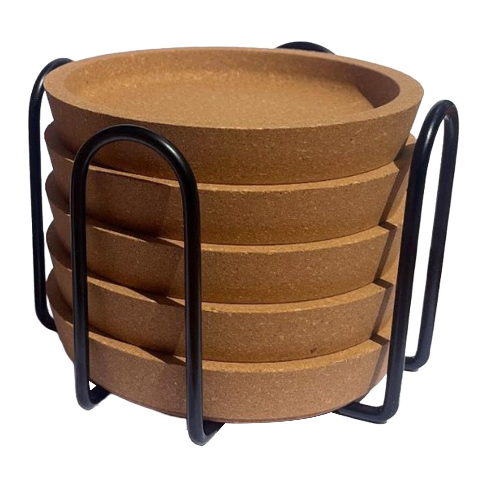 Dessous de verre en liège rond antidérapant protection table cuisine lot de 5