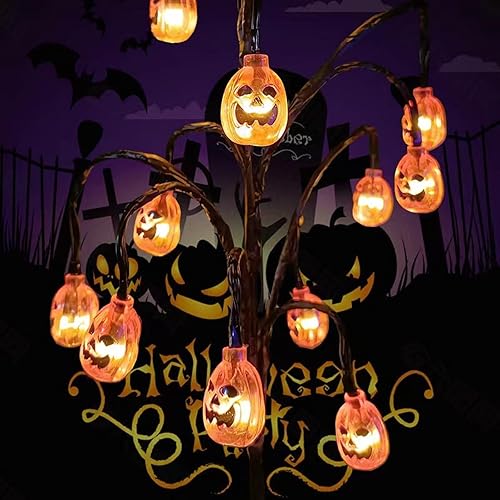 LASHES Luces solares de fiesta temática de Halloween, luces solares de acero inoxidable para exteriores, luces de estaca solares impermeables con