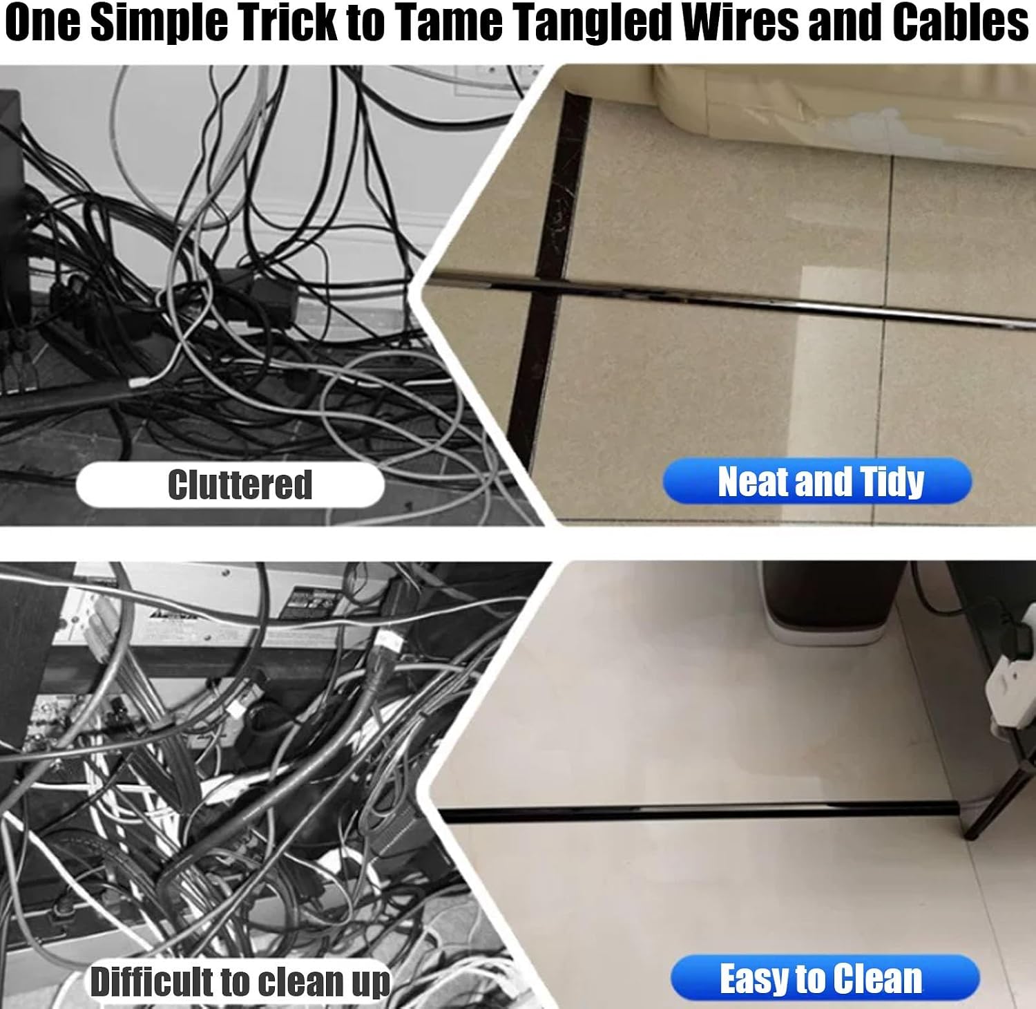 Floor Cord Cover, 304 Stainless Steel, Floor Cable Covers, Cable Hider Floor, Electrical Cord Cover for Office Home Hotel(White,2.4x1cm/0.94x0.39in)