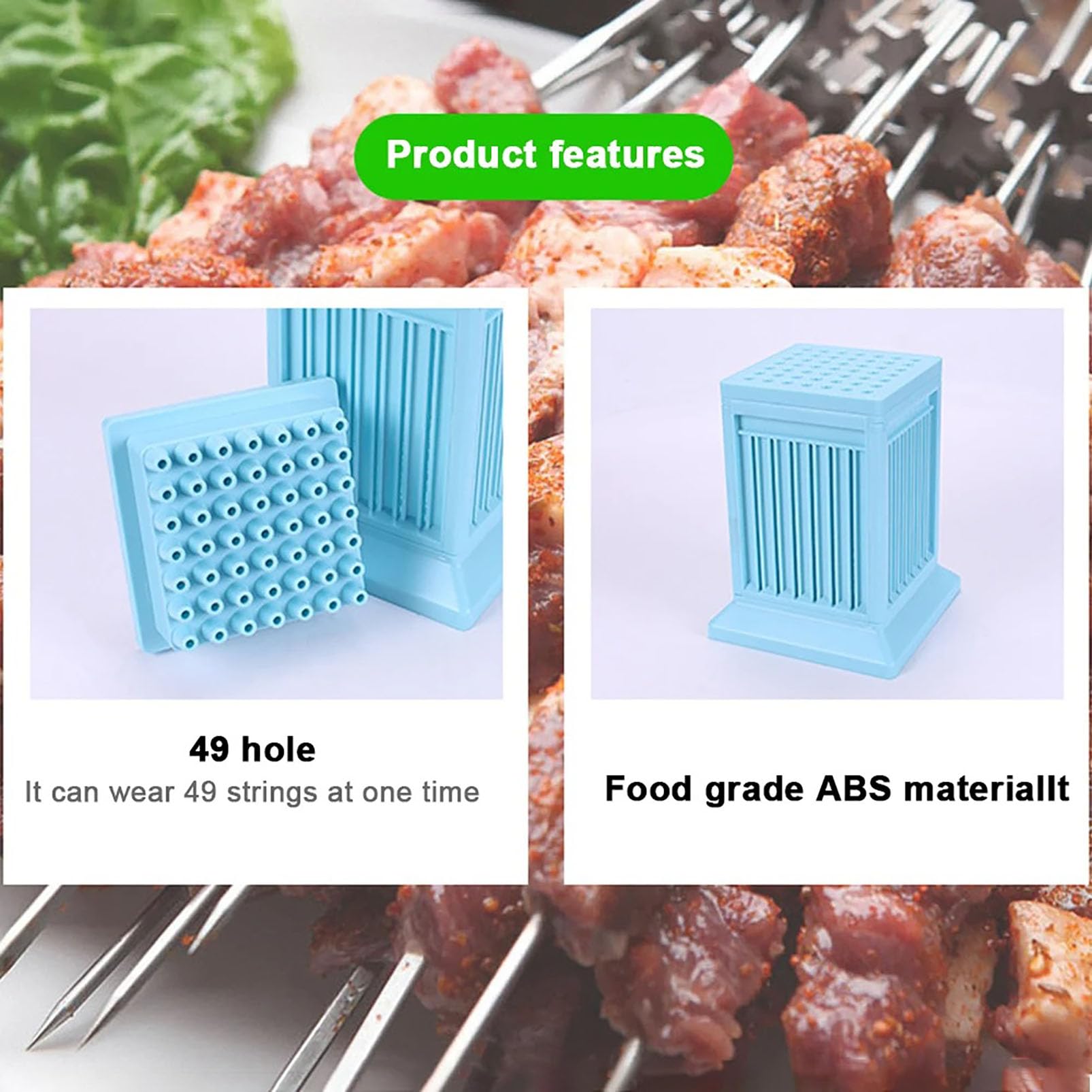 Macchina Per Spiedini a 49 Fori, Accessori Per Barbecue Per Verdure Macchina Per Kebab, Strumento Per Creare Spiedini Per Barbecue Per Cucina, Macchina Per Scatole Per Traverse Per Barbecue
