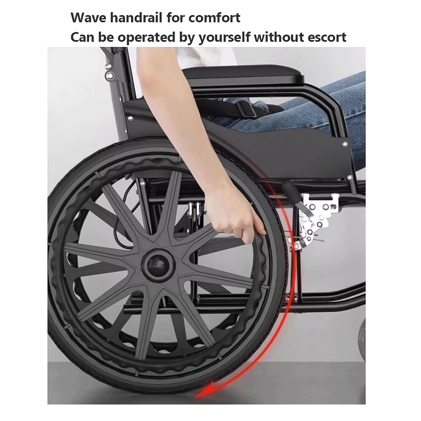 Sillas De Ruedas Transporte Sillas De Ruedas con Freno De Mano con Freno De Mano Y Asiento Ergonómico Silla De Ruedas De Acero Al Carbono Silla De Ruedas Manual Ligera