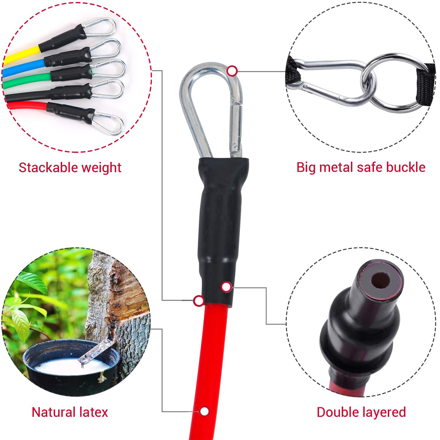 DiaryLook - Set di fasce di resistenza con manico, per uomini e donne, fasce elastiche per fitness a casa, palestra, attrezzatura per l'allenamento