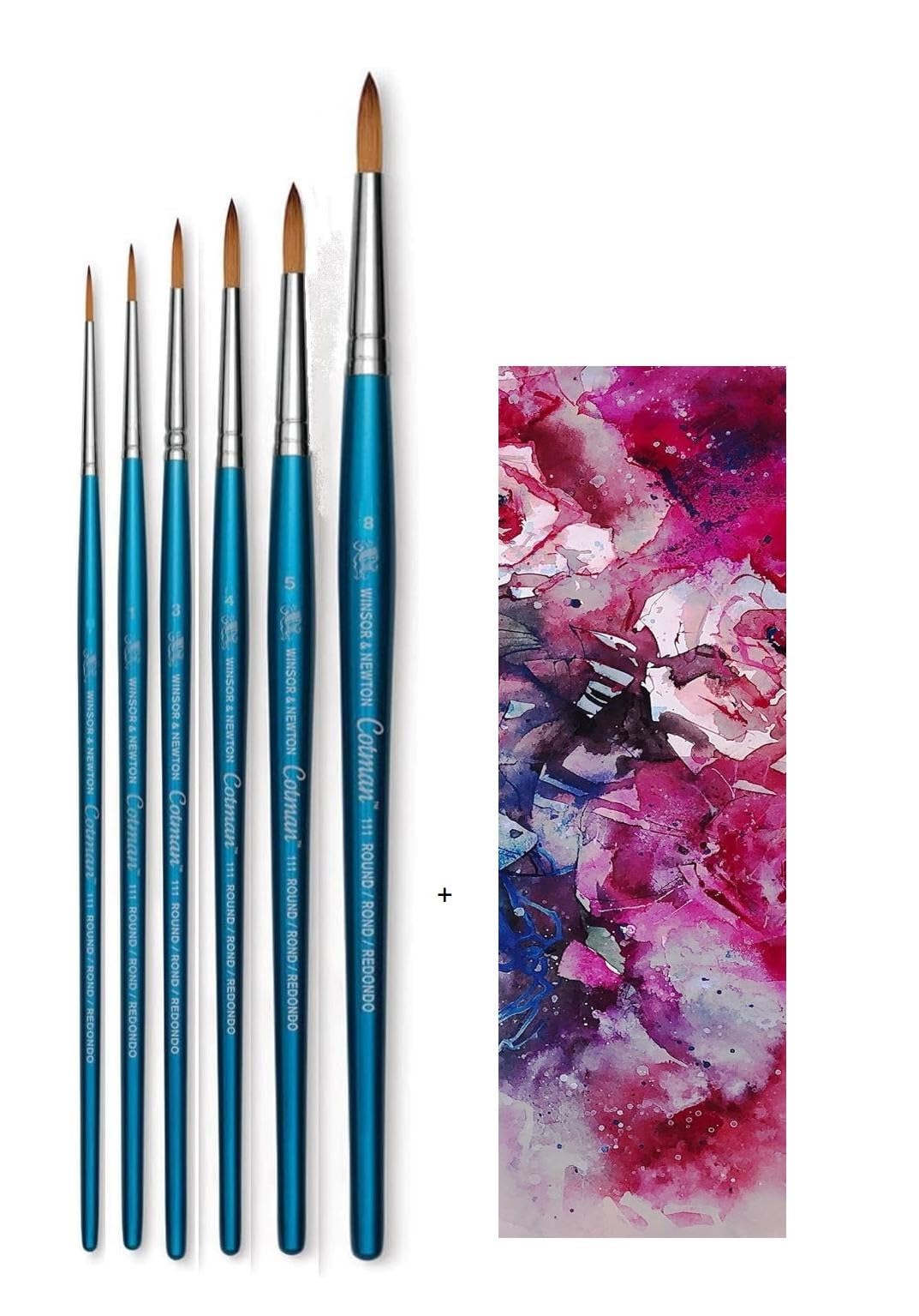 Cotman Winsor & Newton Aquarellpinsel mit kurzem Griff, Serie 111. NO. 0. 1. 3. 4. 5. 8