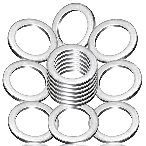 Vista 11 de 24 piezas de junta de tapón de drenaje de aceite - Arandela de trituración de aluminio M14 para tapón de drenaje de aceite - Sello premium reemplaza
