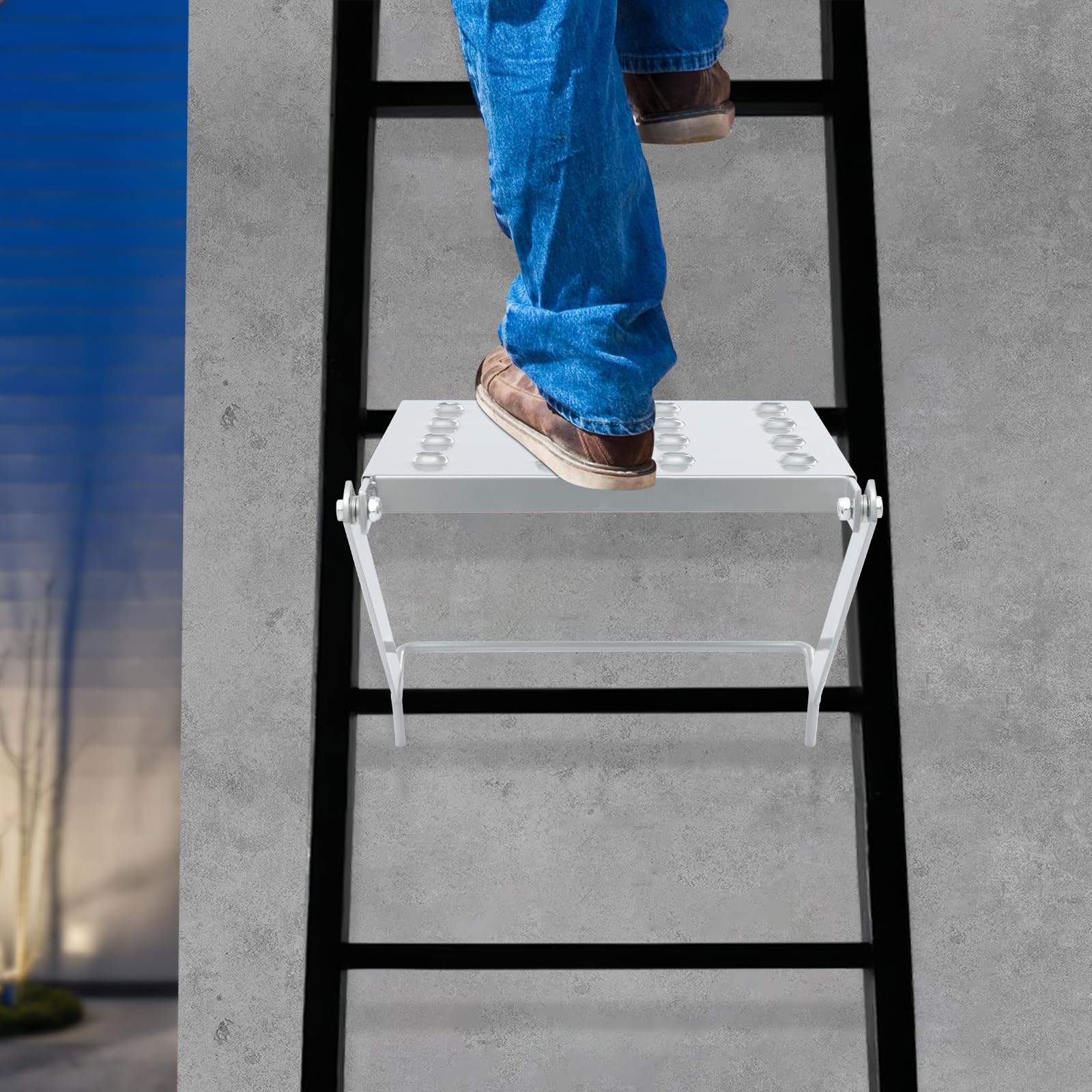 Wejście do zawieszenia, stabilna drabina platforma robocza, akcesoria do zawieszenia w drabinach, drabinach stojących, drabinach przystawnych, platforma, drabinach, akcesoriach, maks