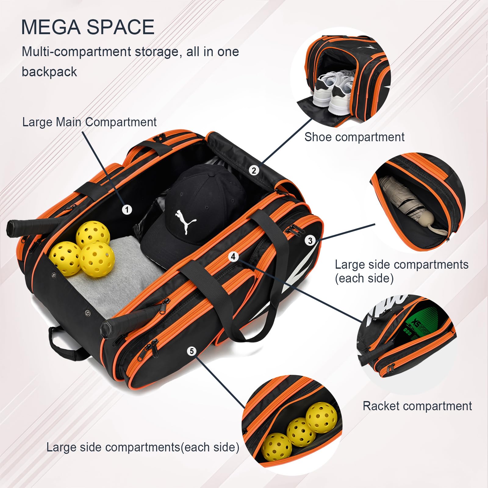 TILDOSAC Borsa da Tennis, Padel Racket Bag Zaino da Tennis, Grandi Padel Protector Zaino